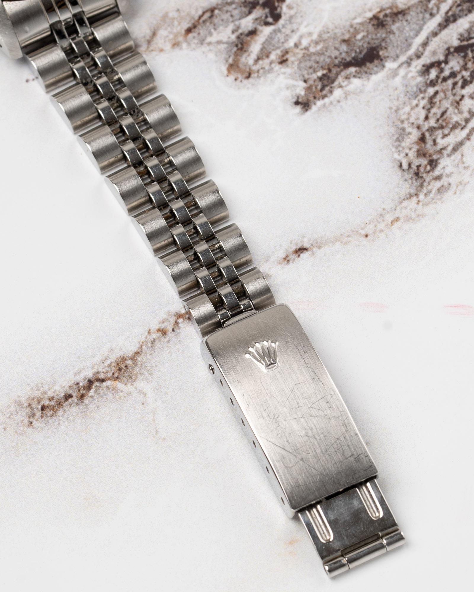 Rolex Mini Datejust 26mm 69174G Silver Diamond Dial 18k Fluted Bezel Jubilee 199 For Sale 3