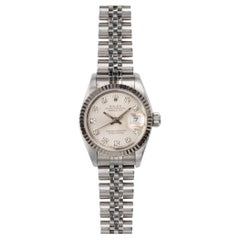 Rolex Mini Datejust 26mm 69174G Silber Diamant-Zifferblatt 18k geriffelte Lünette Jubiläum 199