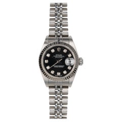Rolex Mini Datejust 26mm 79174G Black Diamond Dial 18k Fluted Bezel F9 Serial 20