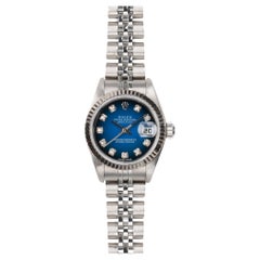Rolex Mini Datejust 26mm 79174G Blue Diamond Vignette Dial Fluted Bezel Jubilee Rolex Mini Datejust 26mm 79174G Blue Diamond Vignette Dial Fluted Bezel Jubilee