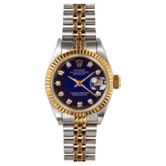 Rolex Mini Datejust 79173 26mm Vignette Purple Big Diamond Dial YG/SS 2000