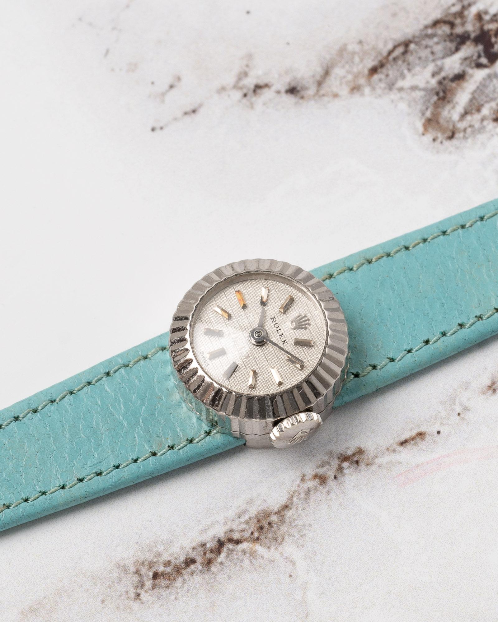 Rolex Mini Orchid Chameleon 18k WG Cassa scanalata 1969 in vendita 3