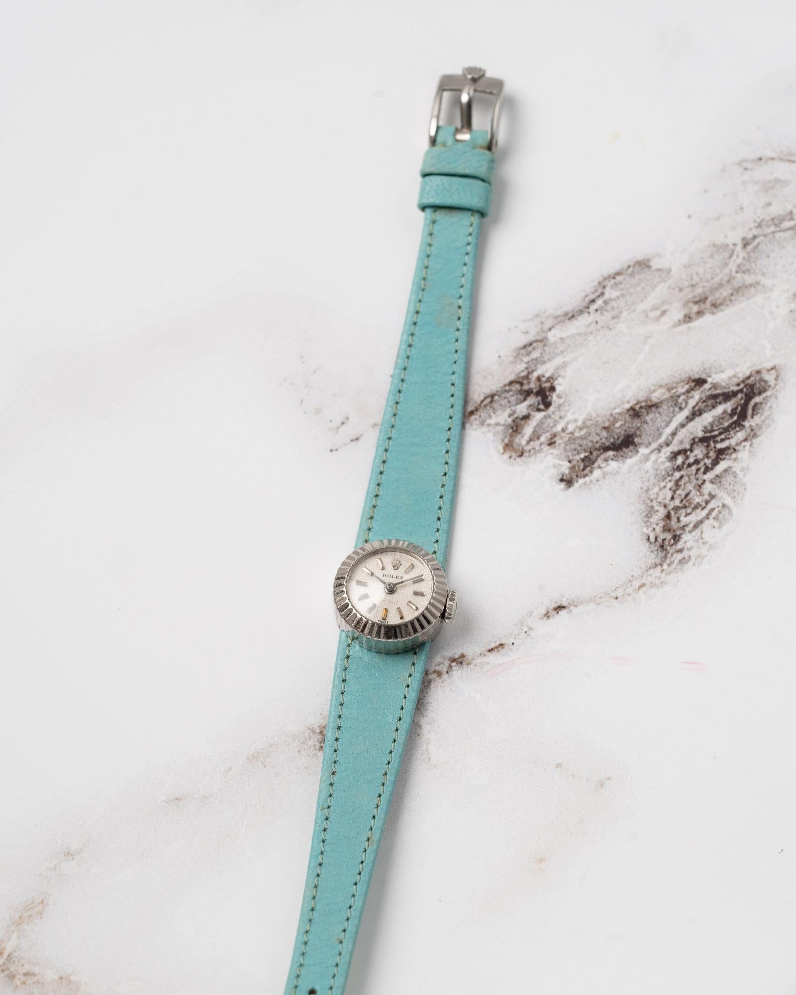 Rolex Mini Orchid Chameleon 18k WG Cassa scanalata 1969 in vendita 2