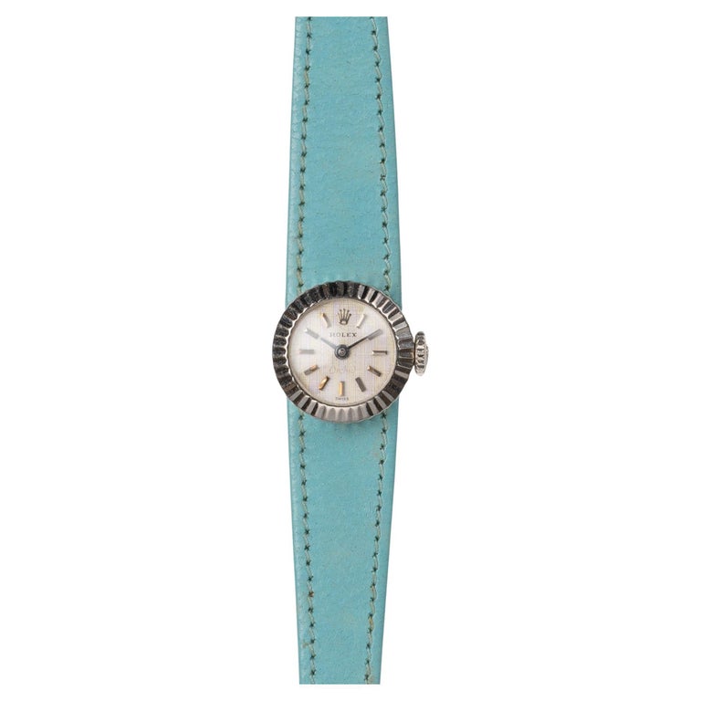 Rolex Watch Chameleon Orchid 18k White Gold Antique Leather Strap Required OH Rolex Chameleon Orchid Ref.2059 18KWG 1969s Cal.1400 Manual  main image 4