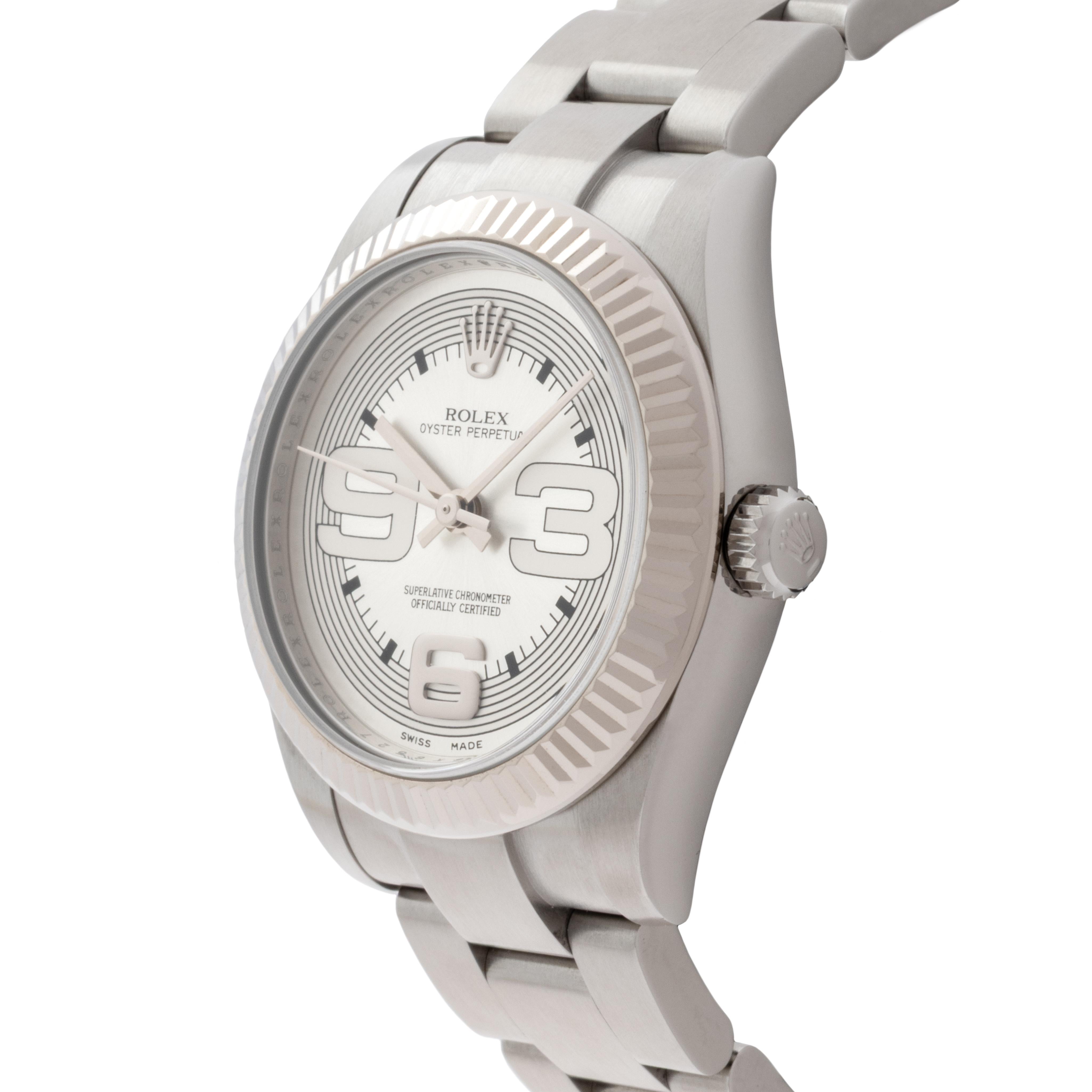 Rolex Model 177210 Oyster Perpetual Stainless Steel and 18k White Gold 31mm In Excellent Condition In New York, NY