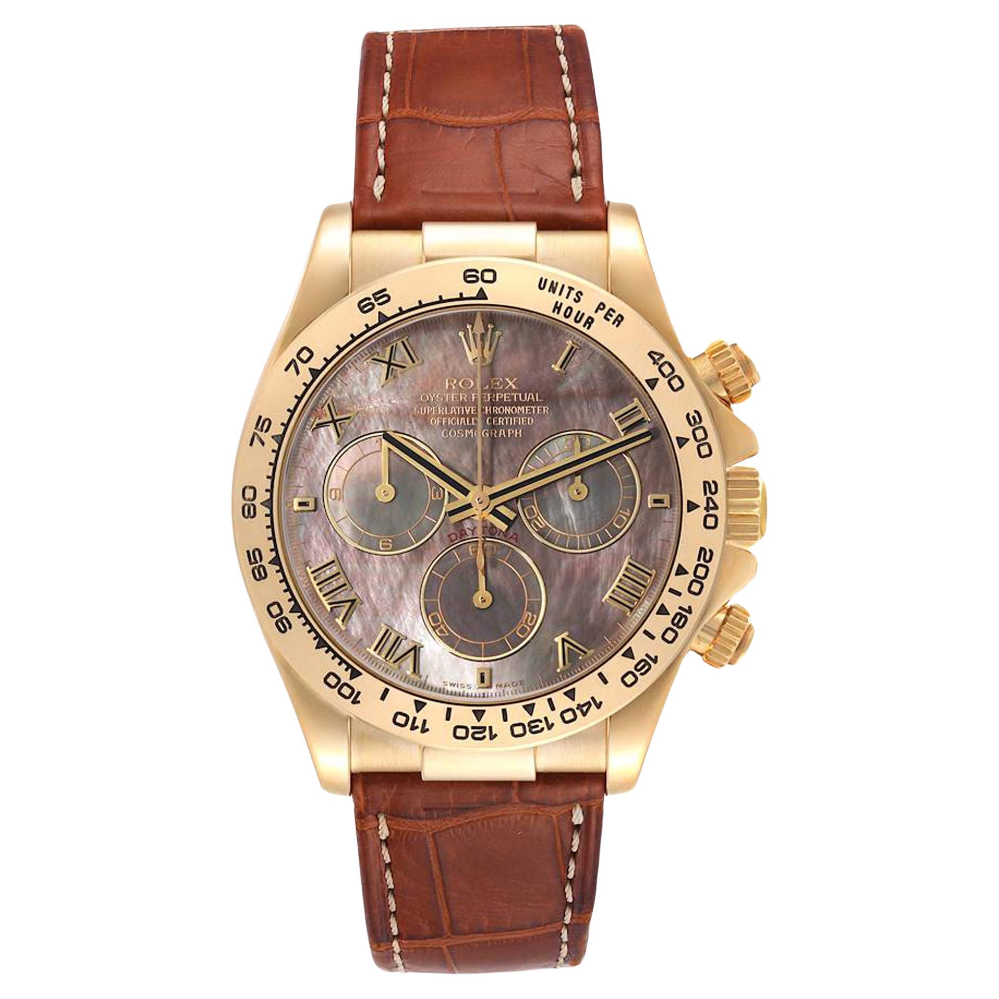 Rolex MOP 18K Yellow Gold Cosmograph Daytona 116518 Automatic Men's Wristwatch 4 For Sale