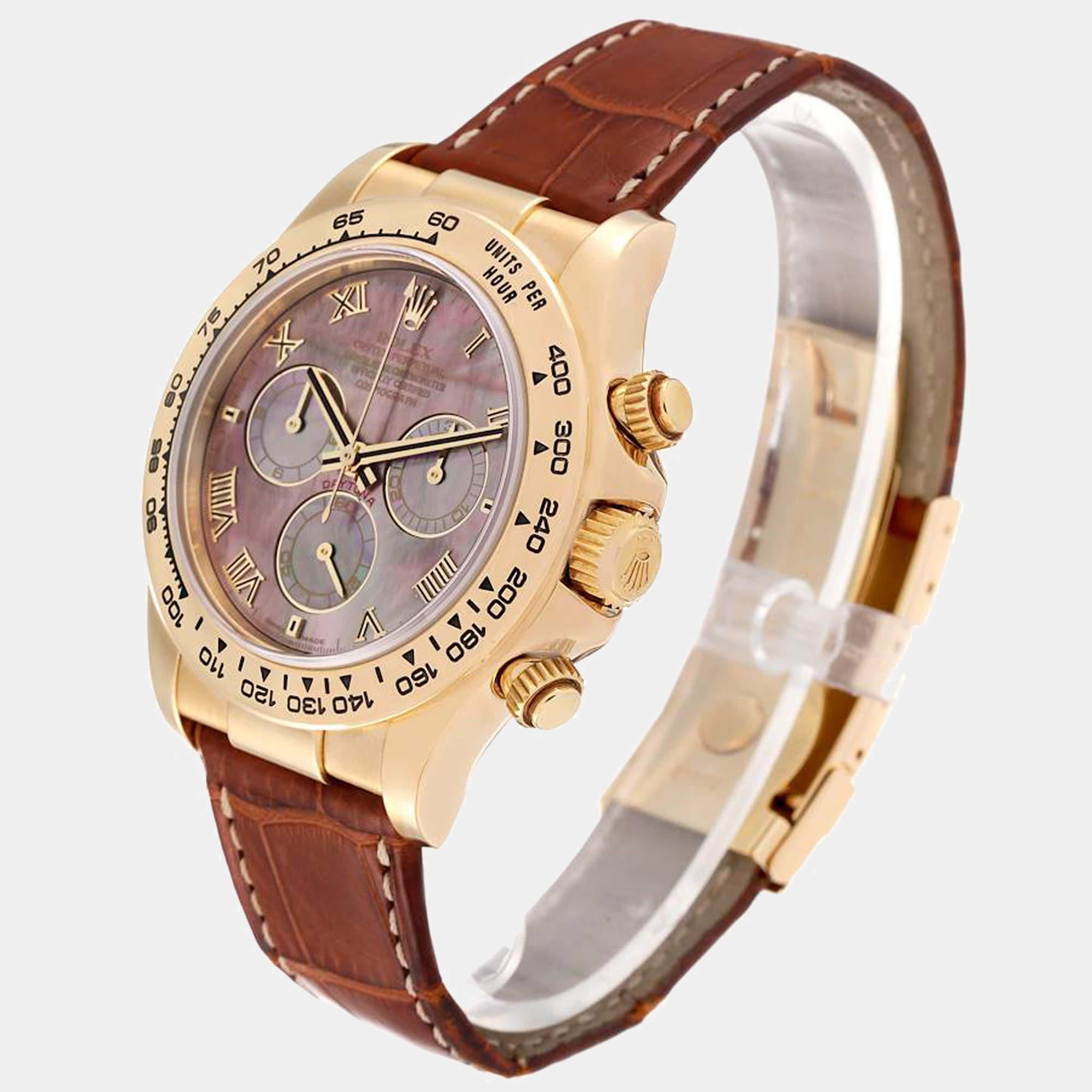 Rolex MOP 18K Yellow Gold Cosmograph Daytona Automatic Men's Wristwatch 40 mm For Sale 5