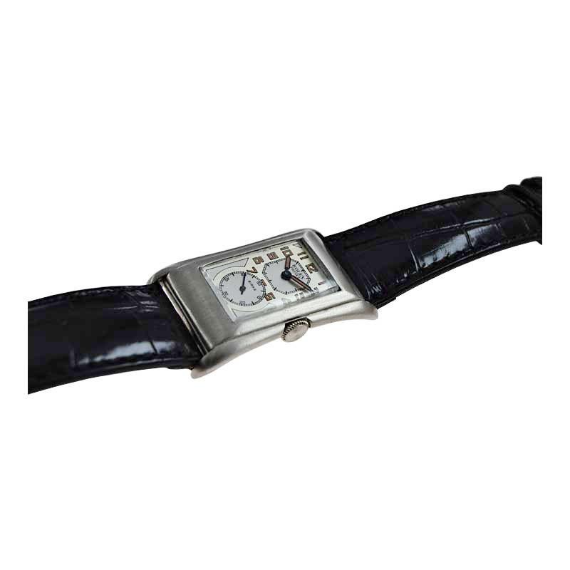 Rolex Nickel Prince Drs. Watch 1930s with Silver Dial by Stern Freres In Excellent Condition In Long Beach, CA
