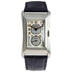 Rolex Nickel Prince Drs. Uhr 1930er Jahre mit Silberzifferblatt von Stern Freres