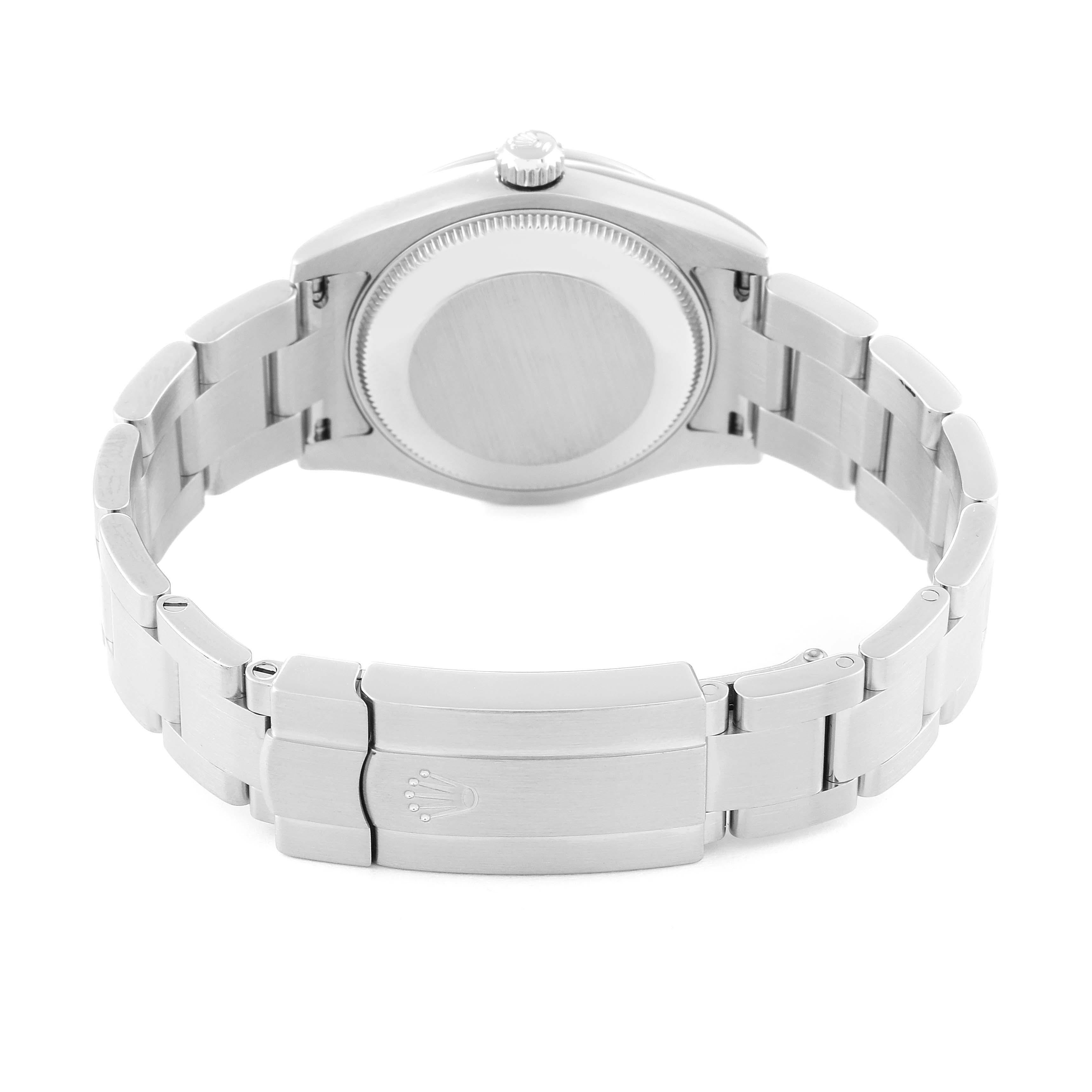 Rolex Non-Date Midsize Black Dial Pink Hour Markers Steel Ladies Watch 177200 en vente 3