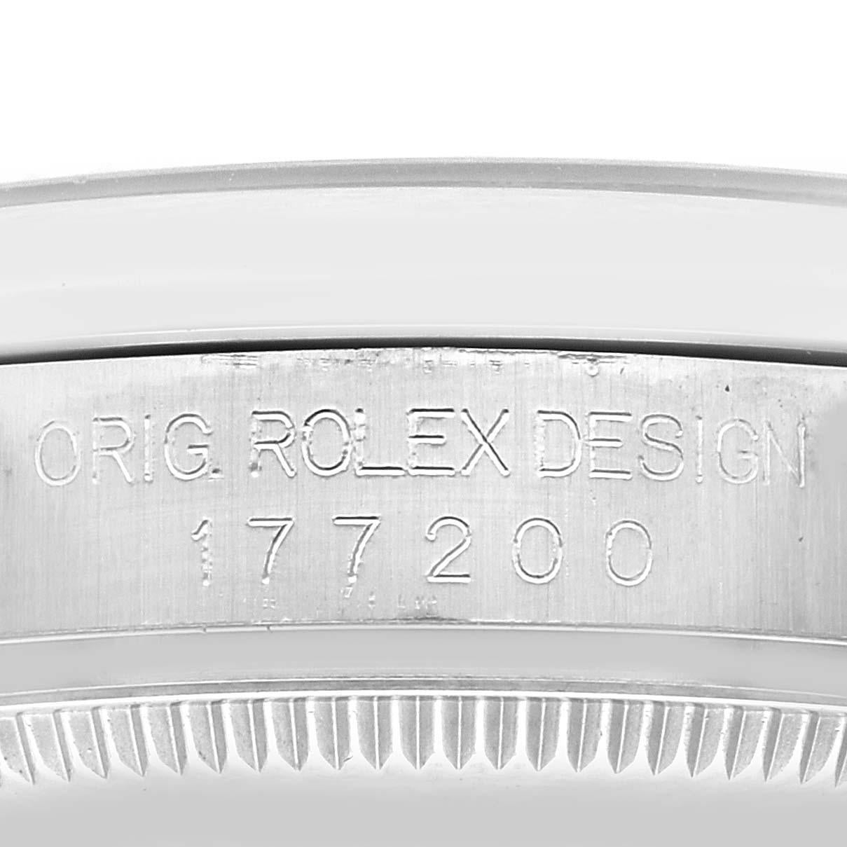 Rolex Non-Date Midsize Black Dial Pink Hour Markers Steel Ladies Watch 177200 en vente 4