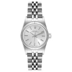 Rolex Non-Date Steel White Gold Silver Dial Ladies Watch 67194