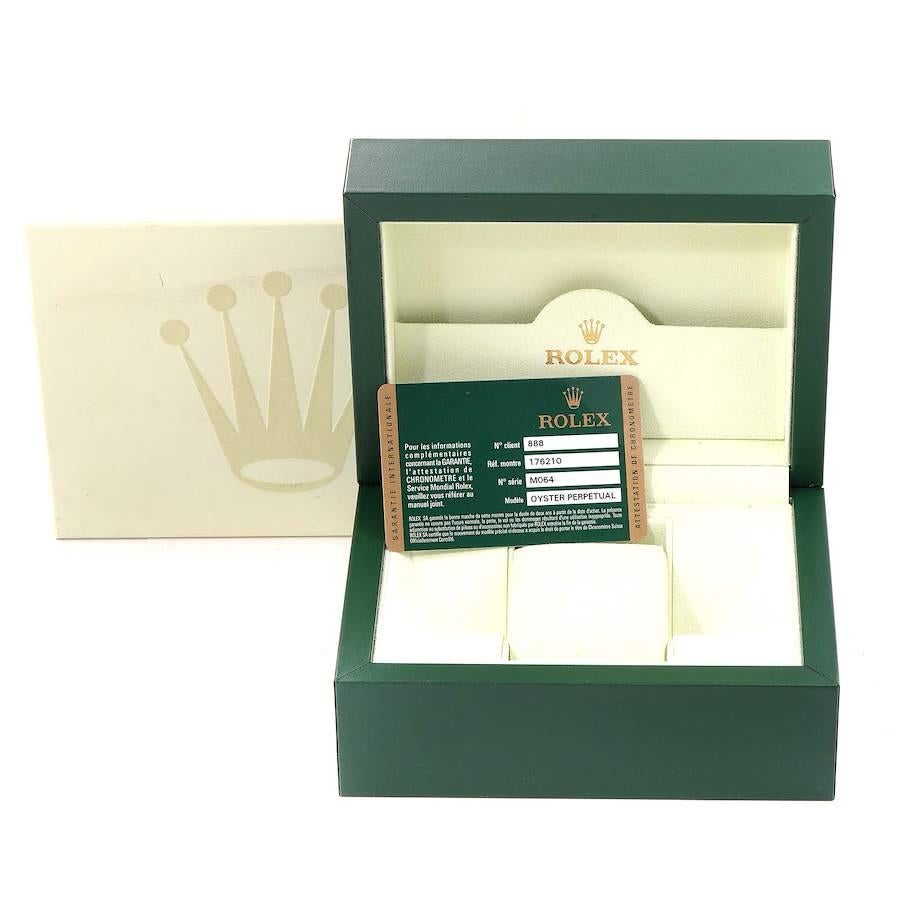 Rolex Montre pour femmes Nondate avec cadran blanc et bracelet Oyster 176210 Boîte Card en vente 8