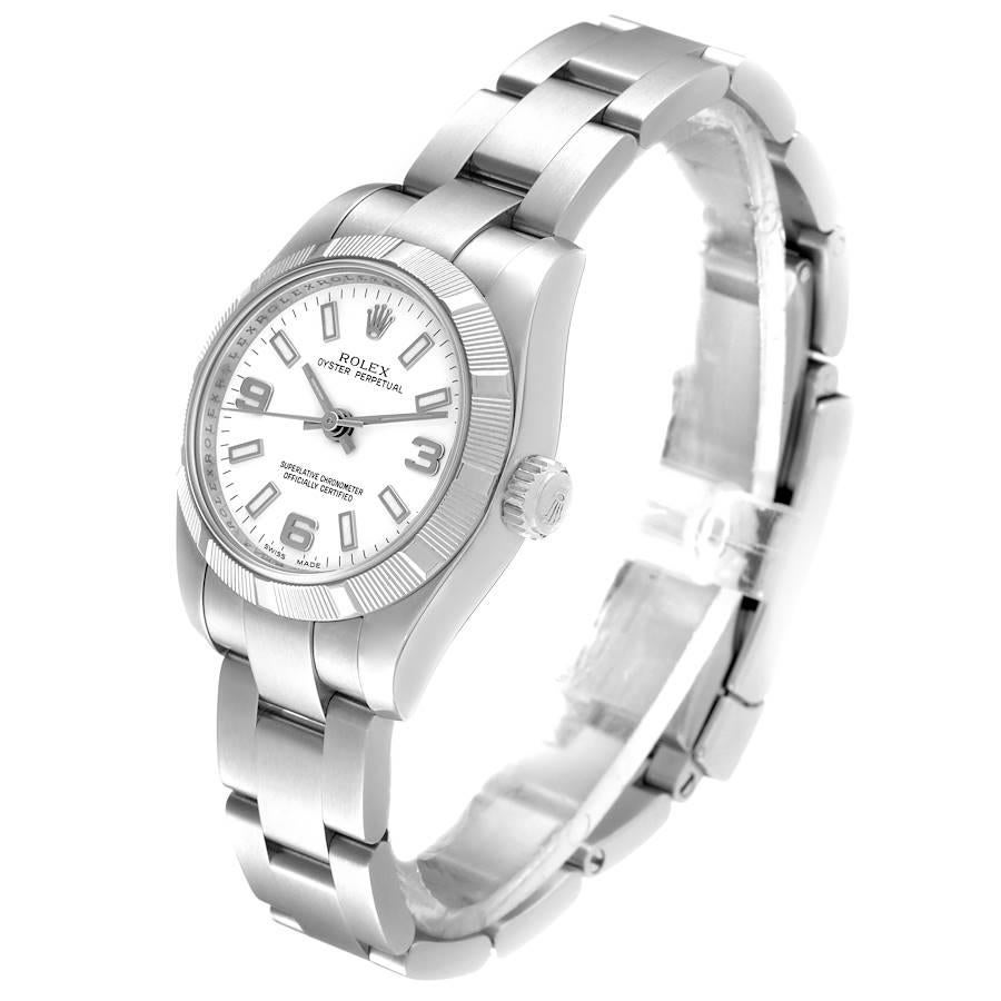 Rolex Montre pour femmes Nondate avec cadran blanc et bracelet Oyster 176210 Boîte Card Pour femmes en vente