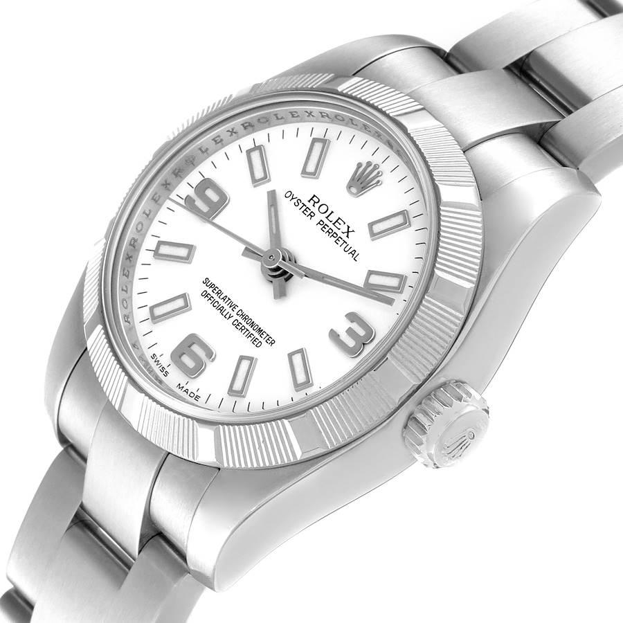 Rolex Montre pour femmes Nondate avec cadran blanc et bracelet Oyster 176210 Boîte Card en vente 1