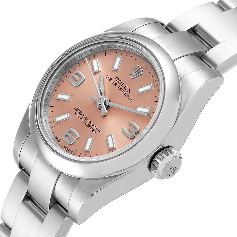 Women's Rolex Nondate Salmon Dial Oyster Bracelet Steel Ladies Watch 176200