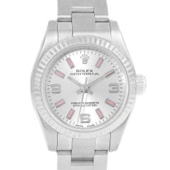 Rolex Nondate Steel White Gold Pink Hour Markers Ladies Watch 176234