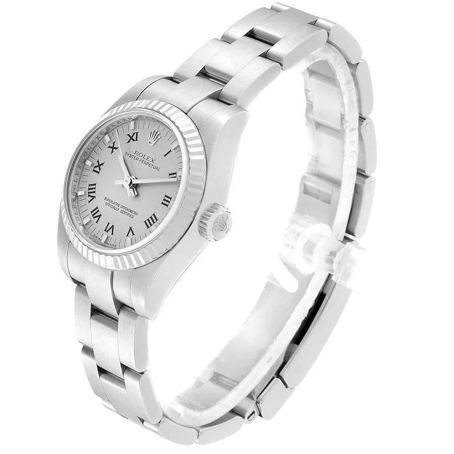 Rolex Nondate Steel White Gold Roman Numerals Ladies Watch 176234 In Excellent Condition For Sale In Atlanta, GA