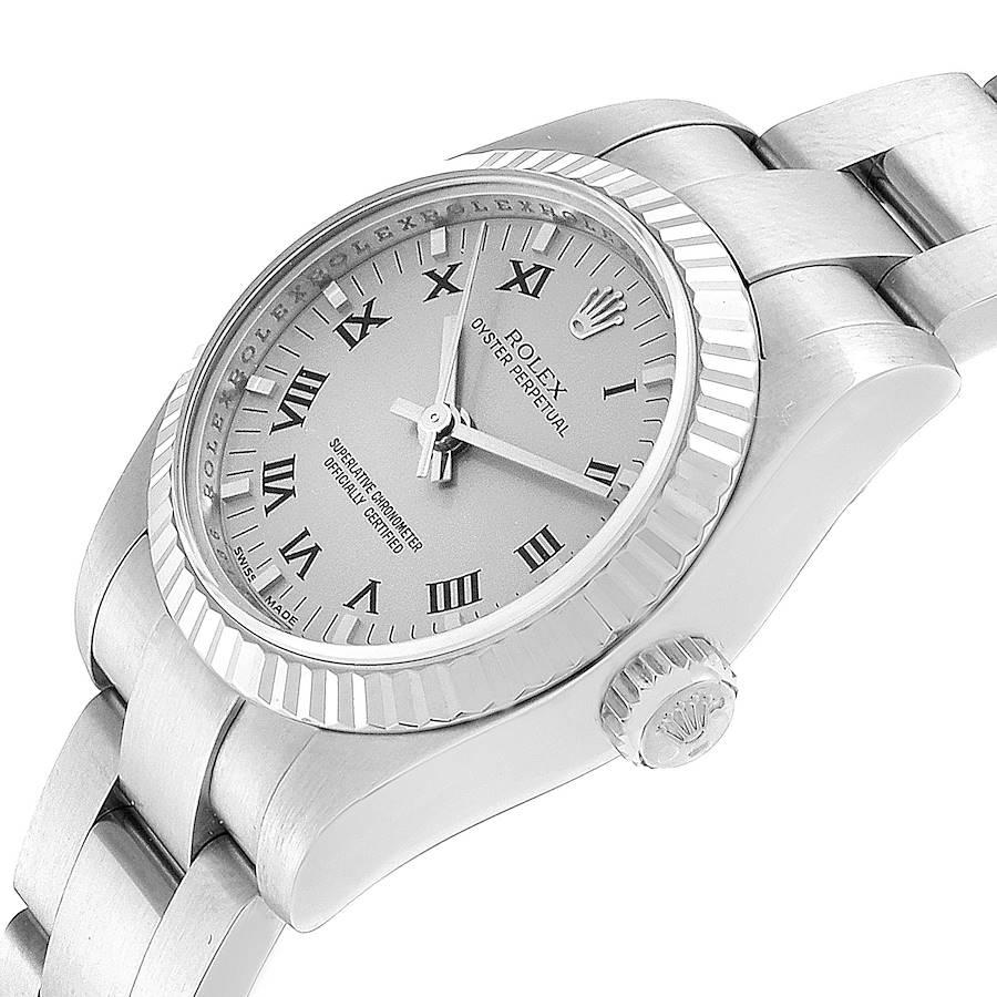 Women's Rolex Nondate Steel White Gold Roman Numerals Ladies Watch 176234 For Sale