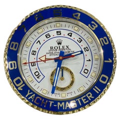 ROLEX Officially Certified Chrome Gold and Blue Yacht Master II Wall Clock