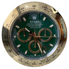 Used ROLEX Officially Certified Oyster Cosmograph Daytona Gold & Green Wall Clock 
