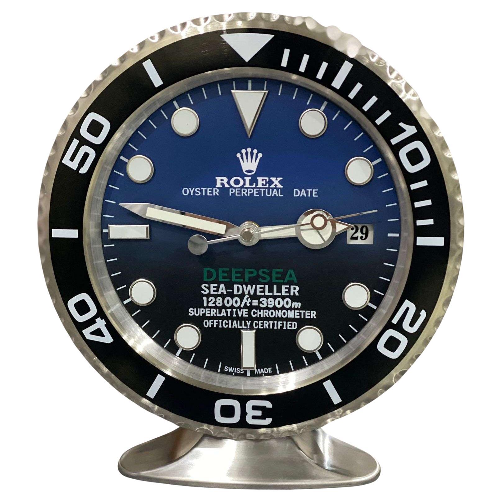 ROLEX Officially Certified Oyster Perpetual Black Deepsea Dweller Desk Clock 