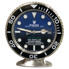 Vintage ROLEX Officially Certified Oyster Perpetual Black Deepsea Dweller Desk Clock 