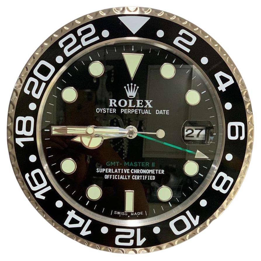 ROLEX Officially Certified Oyster Perpetual Black GMT Master II Wall Clock  For Sale
