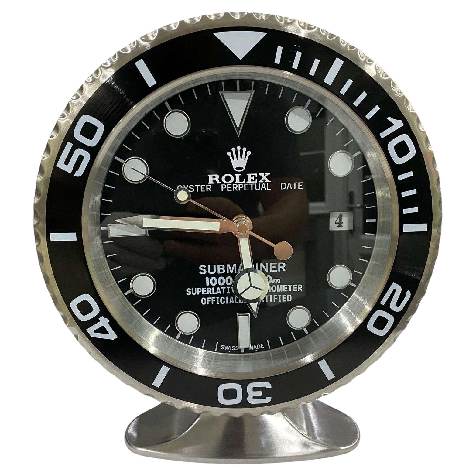 ROLEX Officially Certified Oyster Perpetual Black Submariner Desk Clock 