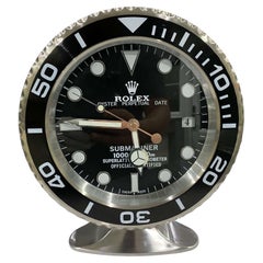 Vintage ROLEX Officially Certified Oyster Perpetual Black Submariner Desk Clock 