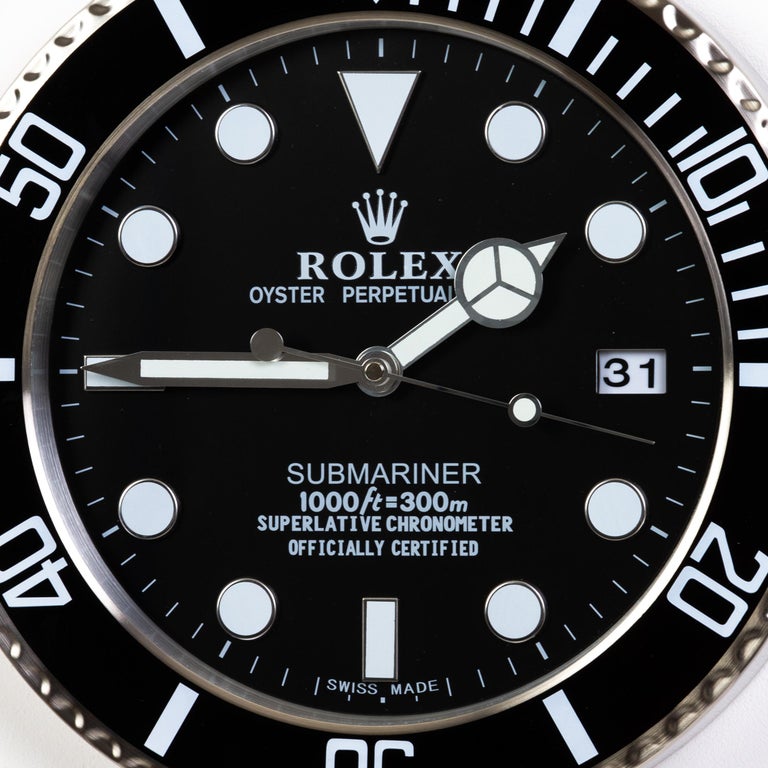 Orologio da parete ROLEX Oyster Perpetual Black Submariner ufficialmente  certificato in vendita su 1stDibs