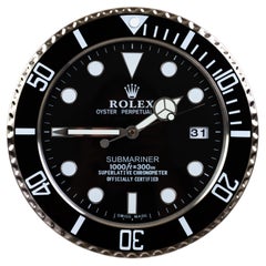 Vintage ROLEX Officially Certified Oyster Perpetual Black Submariner Wall Clock 