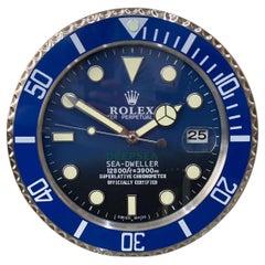 Used ROLEX Officially Certified Oyster Perpetual Blue Deepsea Sea Dweller Wall Clock 