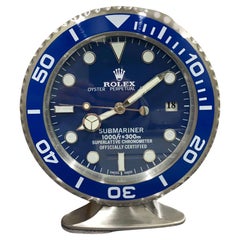 Horloge de bureau Oyster Perpetual Blue Submariner officiellement certifiée par ROLEX 