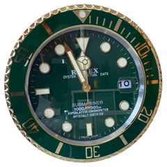 Horloge murale Oyster Perpetual Gold & Green Submariner certifiée officiellement 