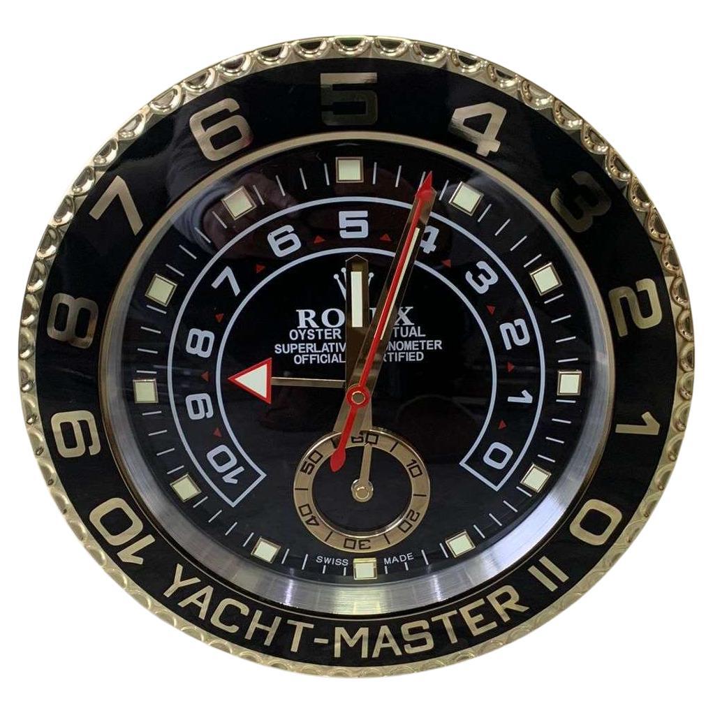 ROLEX Officially Certified Oyster Perpetual Gold Yacht Master II Wall Clock  For Sale