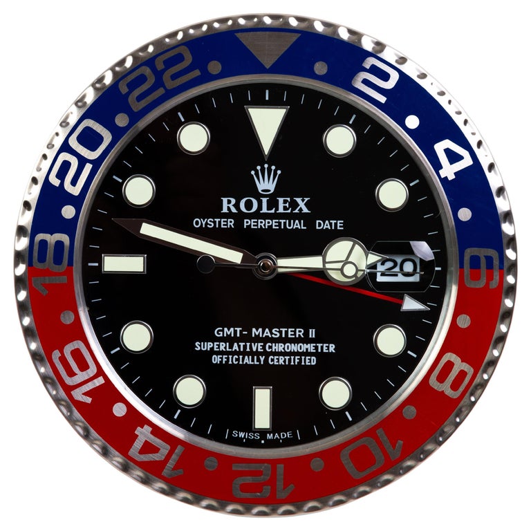 Horloge murale ROLEX Oyster Perpetual Pepsi GMT Master II officiellement  certifiée sur 1stDibs | horloge murale rolex daytona