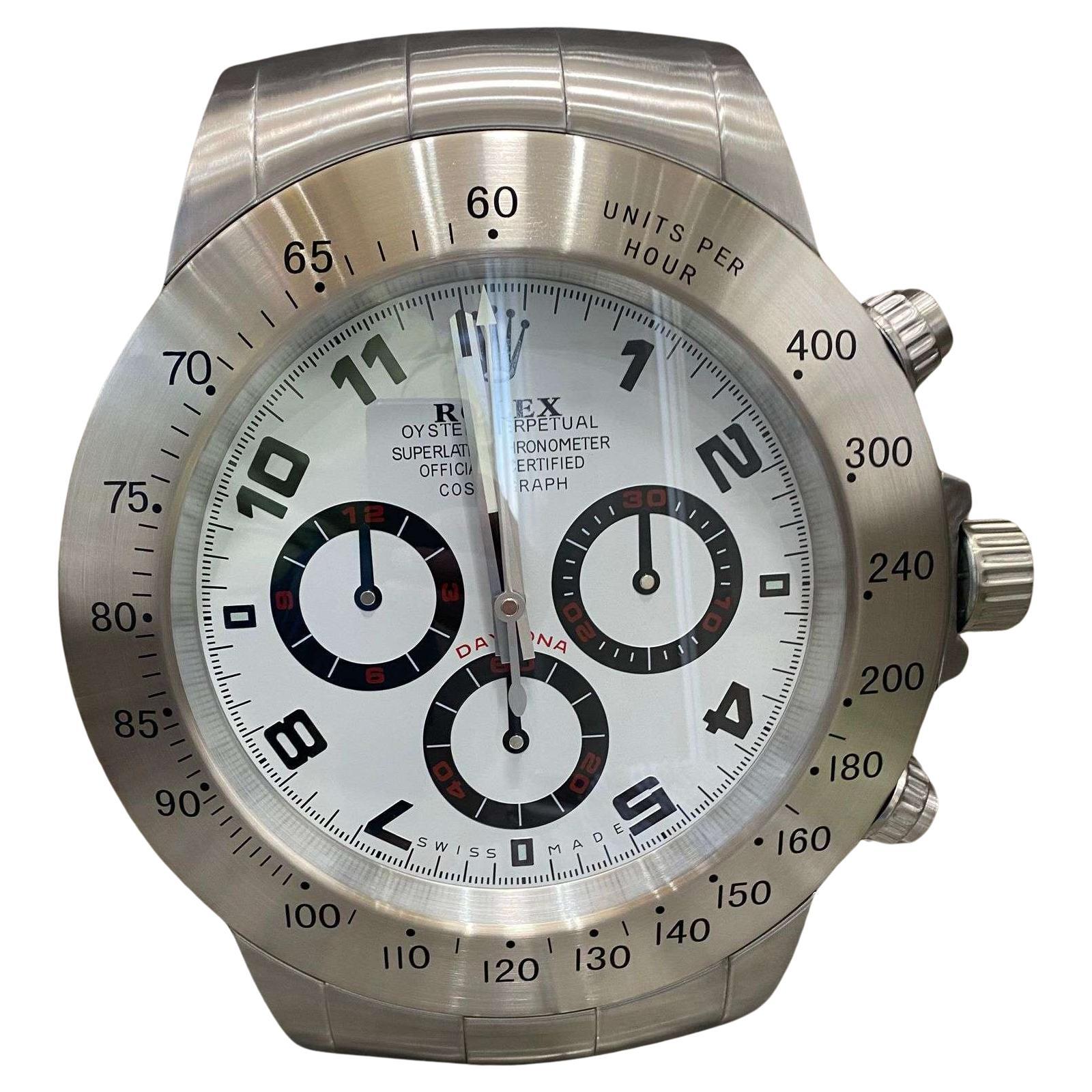 ROLEX Officially Certified Oyster Perpetual Silver Daytona Wall Clock  For Sale