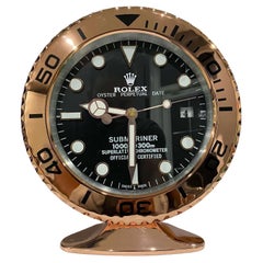 Horloge de bureau ROLEX Oyster Perpetual Submariner en or rose officiellement certifiée 