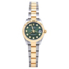 Rolex Olive Green Diamond 18k Yellow Gold Oystersteel Datejust 278273 Women's Wr