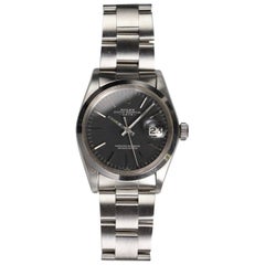 Rolex OP 1500 Schwarzes Zifferblatt Uhr in Edelstahl, 1970er Jahre