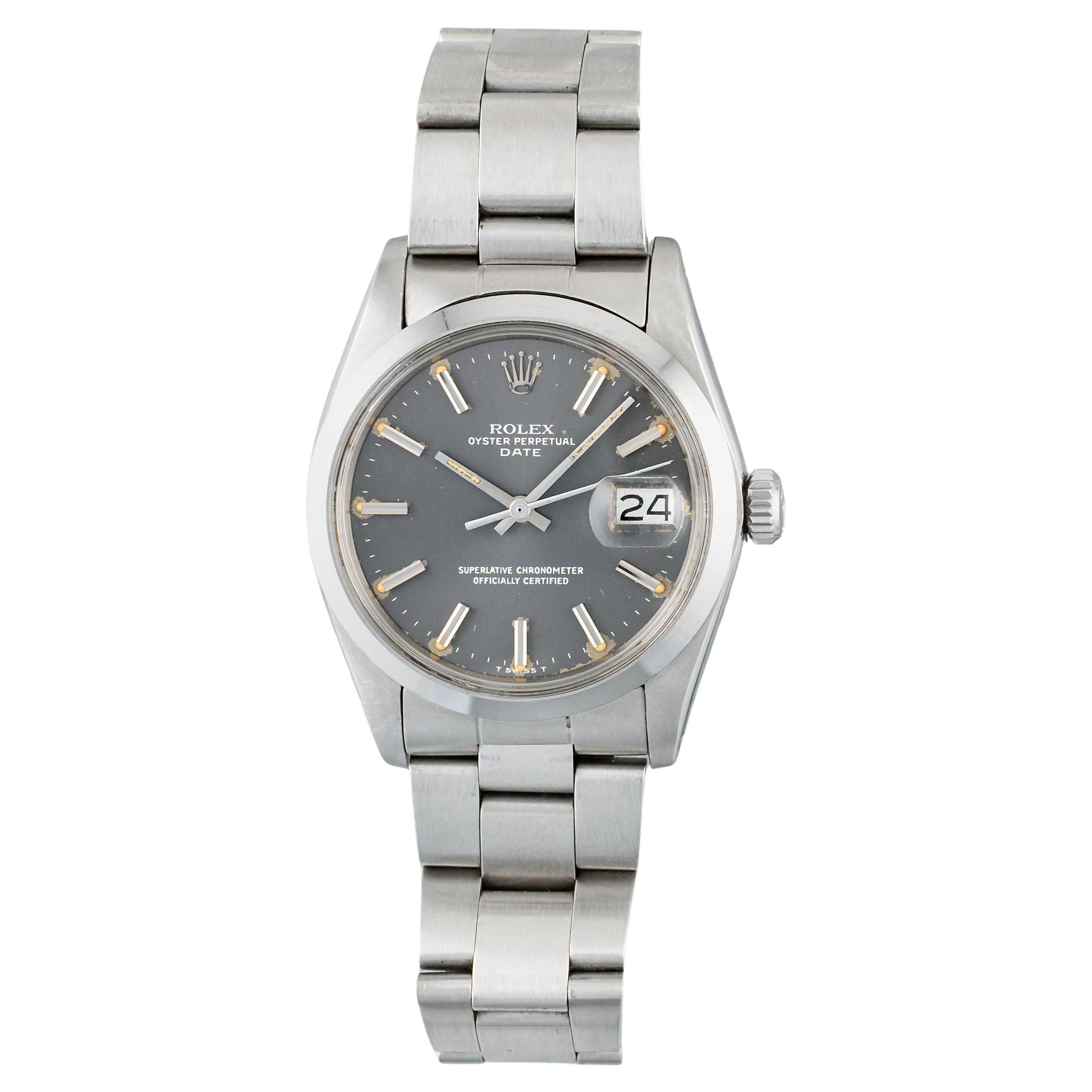 Reloj Rolex OP 1500 esfera gris de acero inoxidable, años 70 en venta