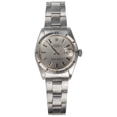 Rolex OP 1501 Silberne Uhr mit vertikalem Streifenzifferblatt aus Edelstahl, 1970er Jahre
