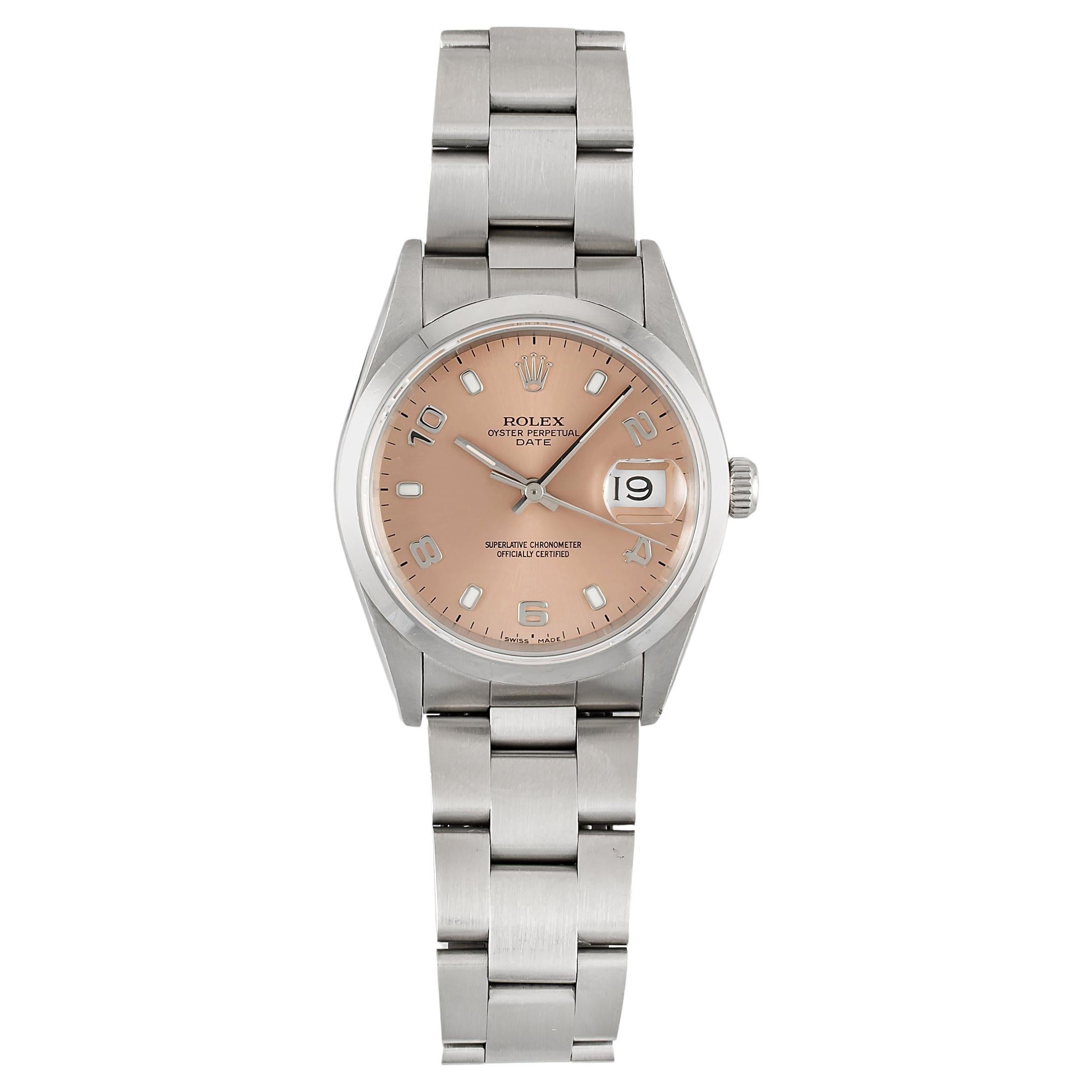 Rolex OP 15200 Salmon Arabic Dial Watch in Stainless steel, 1990s