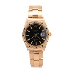 Rolex OP Date 1501 34mm 18K Gold Black Gloss Dial Watch