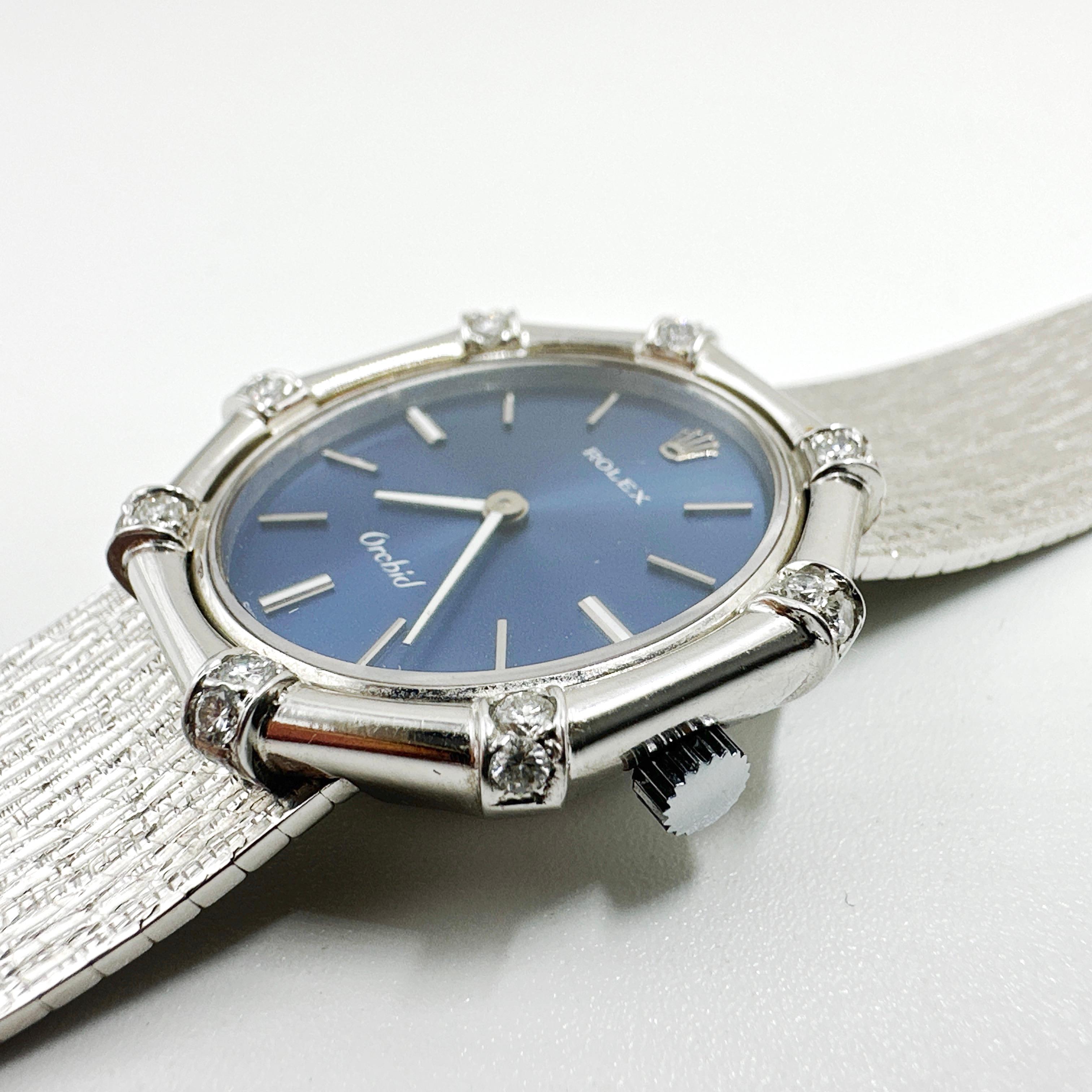 ROLEX Orchid 18k White Gold Ladies Mechanical Wind Wristwatch 2