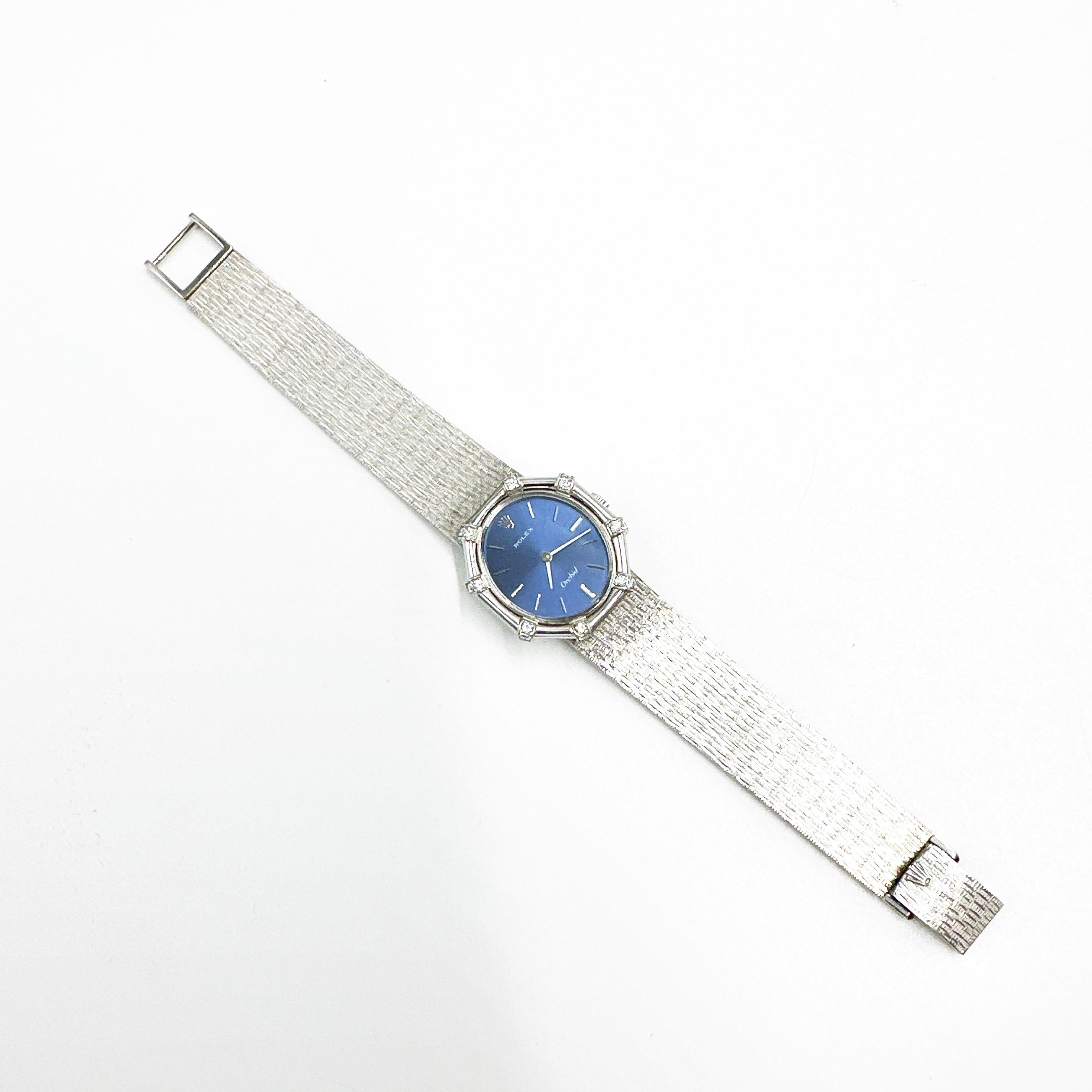ROLEX Orchid 18k White Gold Ladies Mechanical Wind Wristwatch 6