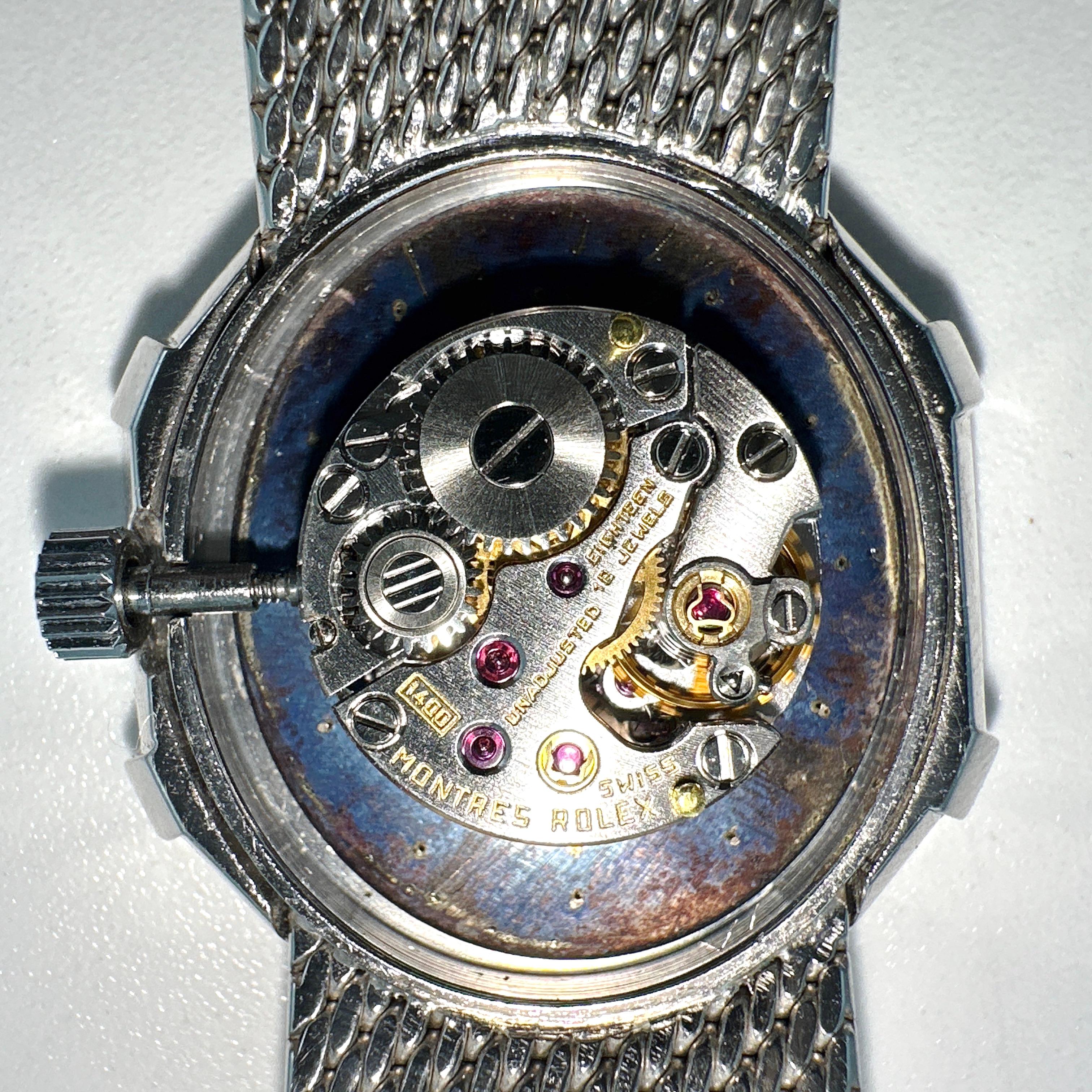 Round Cut ROLEX Orchid 18k White Gold Ladies Mechanical Wind Wristwatch
