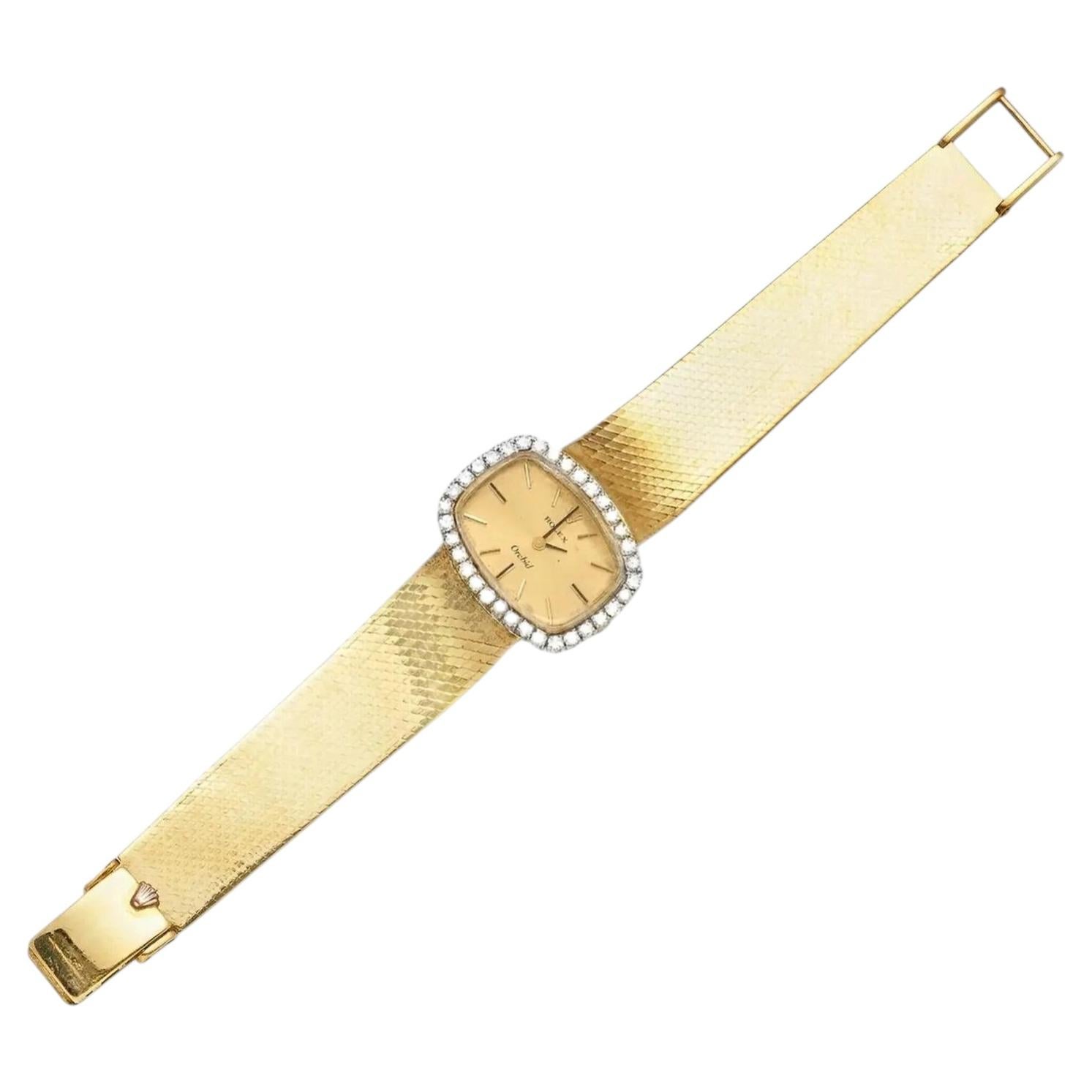 Rolex “Orchid” Diamond Integral Bracelet Wristwatch in 18K Yellow Gold