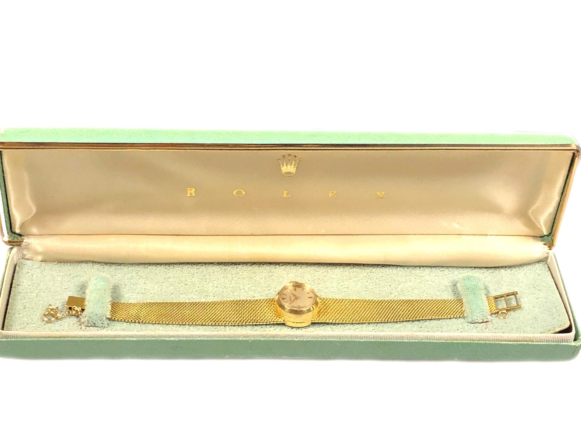 Rolex Orchid Yellow Gold Ladies Bracelet Watch in Original Box In Excellent Condition In Chicago, IL